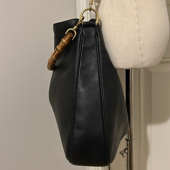 Gucci black leather bamboo handle large shoulder hand bag - Picture 5 of 13